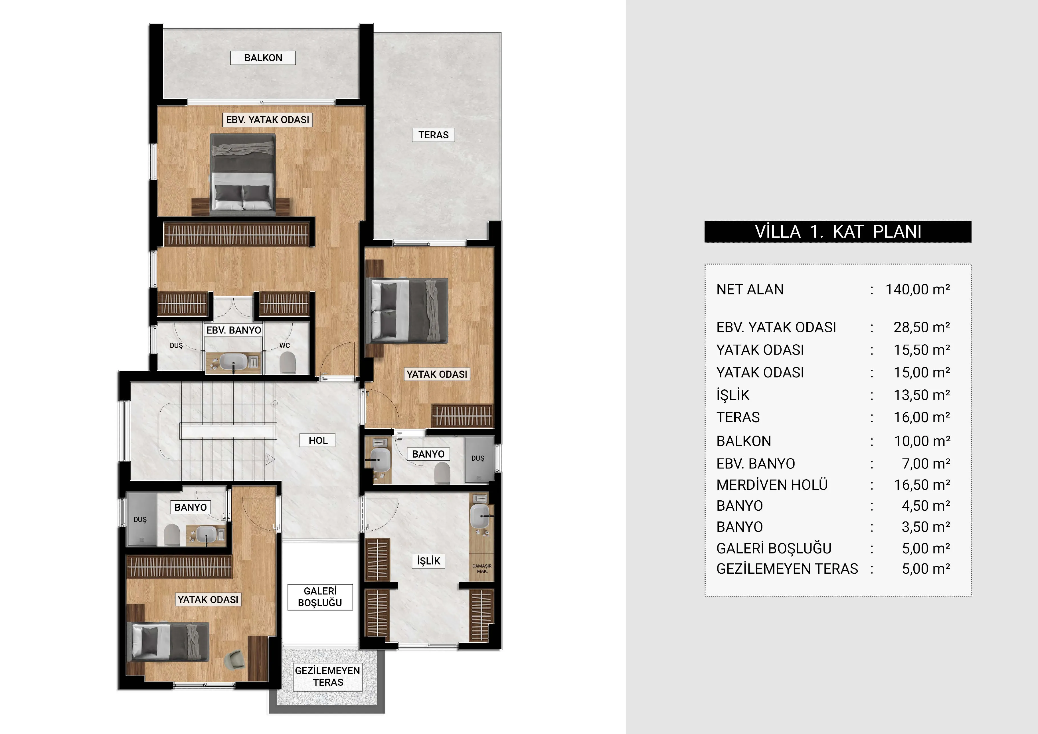 Royal Bademli Prime villa 1. kat planı